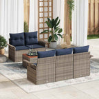 Gartensofa-set mit Kissen 6 pcs Grau Poly-Rattan