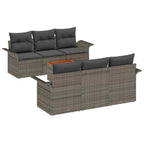 Gartensofa-set mit Kissen 7 pcs Grau Poly-Rattan
