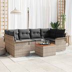 Gartensofa-set mit Kissen 7 pcs Grau Poly-Rattan