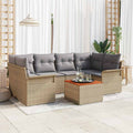 Gartensofa-set mit Kissen 7 pcs Beige Poly-Rattan