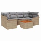Gartensofa-set mit Kissen 7 pcs Beige Poly-Rattan