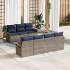 Gartensofa-set mit Kissen 8 pcs Grau Poly-Rattan