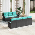 Gartensofa-set mit Kissen 8 pcs Schwarz Poly-Rattan