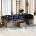 Gartensofa-set mit Kissen 8 pcs Grau Poly-Rattan