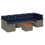 Gartensofa-set mit Kissen 8 pcs Grau Poly-Rattan