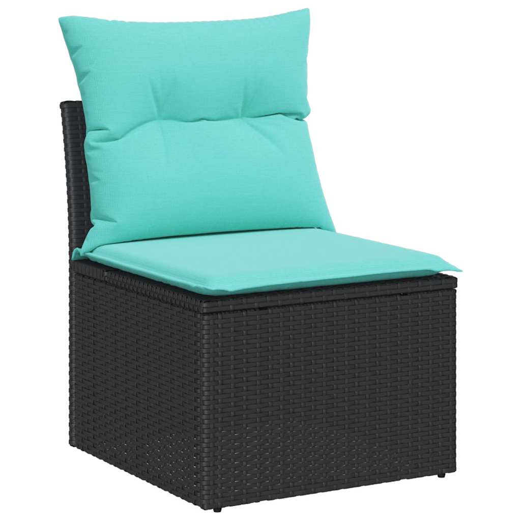 Gartensofa-set mit Kissen 8 pcs Schwarz Poly-Rattan