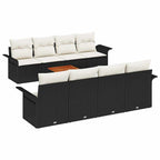 Gartensofa-set mit Kissen 9 pcs Schwarz Poly-Rattan