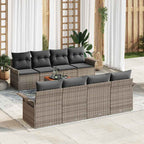 Gartensofa-set mit Kissen 9 pcs Grau Poly-Rattan