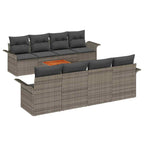 Gartensofa-set mit Kissen 9 pcs Grau Poly-Rattan
