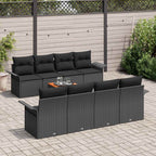 Gartensofa-set mit Kissen 9 pcs Schwarz Poly-Rattan
