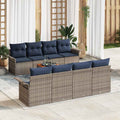 Gartensofa-set mit Kissen 9 pcs Grau Poly-Rattan