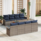 Gartensofa-set mit Kissen 9 pcs Grau Poly-Rattan
