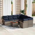 Gartensofa-set mit Kissen 9 pcs Grau Poly-Rattan