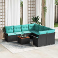 Gartensofa-set mit Kissen 9 pcs Schwarz Poly-Rattan