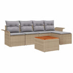 Gartensofa-set mit Kissen 6 pcs Beige Poly-Rattan