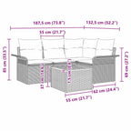 Gartensofa-set mit Kissen 5 pcs Schwarz Poly-Rattan