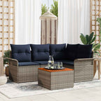 Gartensofa-set mit Kissen 5 pcs Grau Poly-Rattan