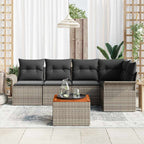 Gartensofa-set mit Kissen 6 pcs Grau Poly-Rattan