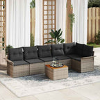 Gartensofa-set mit Kissen 7 pcs Grau Poly-Rattan