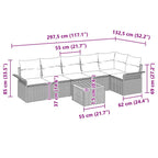 Gartensofa-set mit Kissen 7 pcs Grau Poly-Rattan