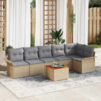 Gartensofa-set mit Kissen 7 pcs Beige Poly-Rattan