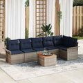 Gartensofa-set mit Kissen 7 pcs Grau Poly-Rattan