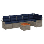 Gartensofa-set mit Kissen 7 pcs Grau Poly-Rattan