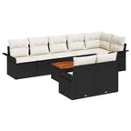 Gartensofa-set mit Kissen 9 pcs Schwarz Poly-Rattan