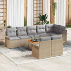 Gartensofa-set mit Kissen 9 pcs Beige Poly-Rattan