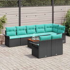 Gartensofa-set mit Kissen 9 pcs Schwarz Poly-Rattan