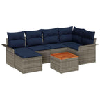 Gartensofa-set mit Kissen 7 pcs Grau Poly-Rattan