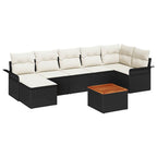 Gartensofa-set mit Kissen 8 pcs Schwarz Poly-Rattan