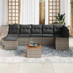 Gartensofa-set mit Kissen 8 pcs Grau Poly-Rattan