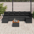Gartensofa-set mit Kissen 8 pcs Schwarz Poly-Rattan