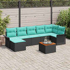 Gartensofa-set mit Kissen 8 pcs Schwarz Poly-Rattan