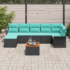 Gartensofa-set mit Kissen 8 pcs Schwarz Poly-Rattan