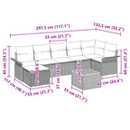 Gartensofa-set mit Kissen 8 pcs Schwarz Poly-Rattan