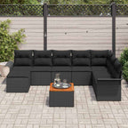 Gartensofa-set mit Kissen 9 pcs Schwarz Poly-Rattan
