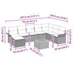 Gartensofa-set mit Kissen 9 pcs Schwarz Poly-Rattan