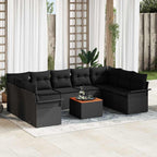 Gartensofa-set mit Kissen 10 pcs Schwarz Poly-Rattan