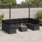 Gartensofa-set mit Kissen 10 pcs Schwarz Poly-Rattan