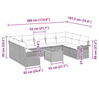 Gartensofa-set mit Kissen 10 pcs Schwarz Poly-Rattan