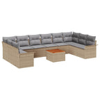 Gartensofa-set mit Kissen 11 pcs Beige Poly-Rattan