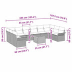 Gartensofa-set mit Kissen 11 pcs Beige Poly-Rattan