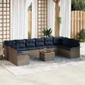 Gartensofa-set mit Kissen 11 pcs Grau Poly-Rattan