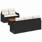 Gartensofa-set mit Kissen 6 pcs Schwarz Poly-Rattan