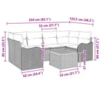 Gartensofa-set mit Kissen 7 pcs Beige Poly-Rattan