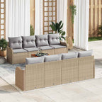 Gartensofa-set mit Kissen 9 pcs Beige Poly-Rattan