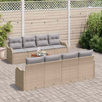 Gartensofa-set mit Kissen 9 pcs Beige Poly-Rattan