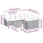 Gartensofa-set mit Kissen 9 pcs Schwarz Poly-Rattan
